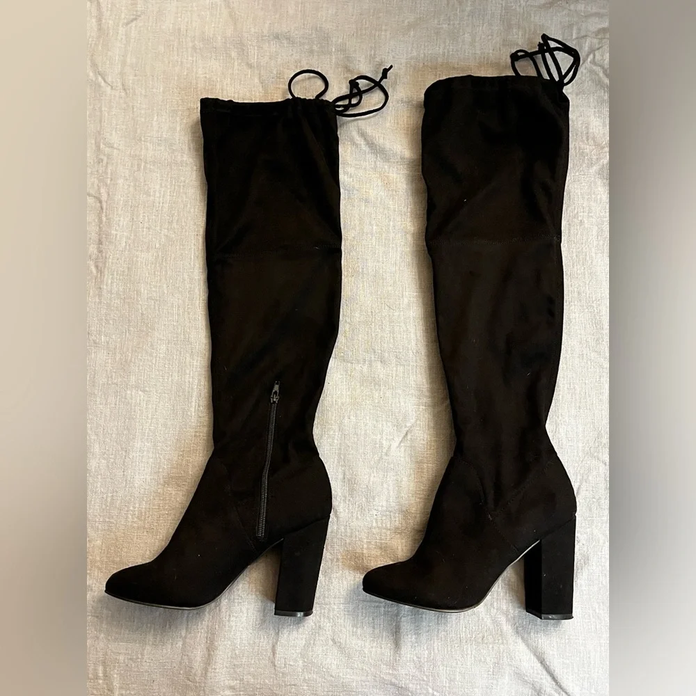 Faryl Robin Tall Suede Black Boots knee high